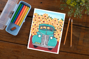 Blue Vintage Car - Notebook