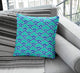 blue and green hand painted cushion