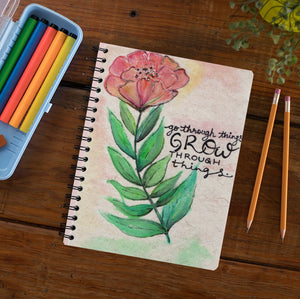 grow through things quote notebook diary