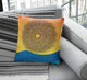 cushion with round mandala on a yellow background