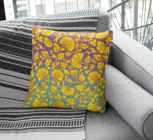 cushion with floral design in yellow